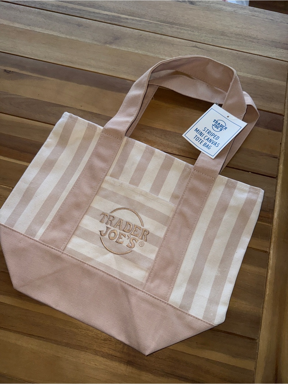 Light Nude Sand Trader Joe’s Striped Canvas Tote Bag